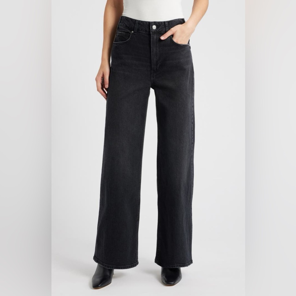 PAIGE Black Flare Wide Leg Jeans